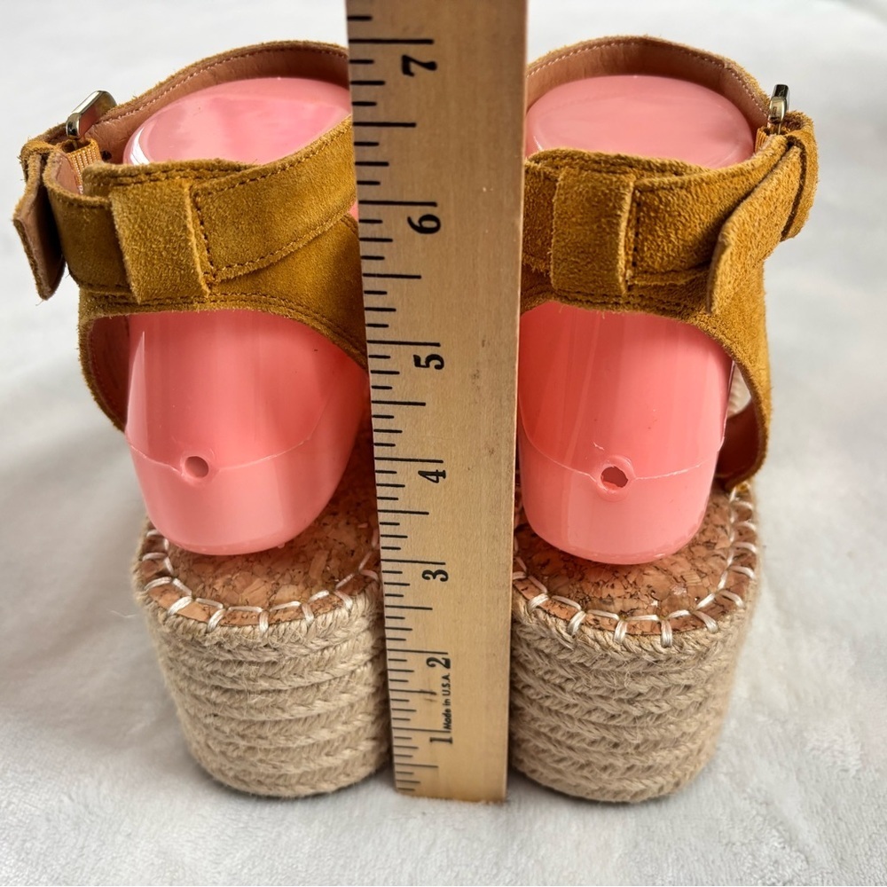 Crown Vintage Daffodil Mustard Suede Espadrille Wedge Sandals Size 10 - Picture 5 of 8